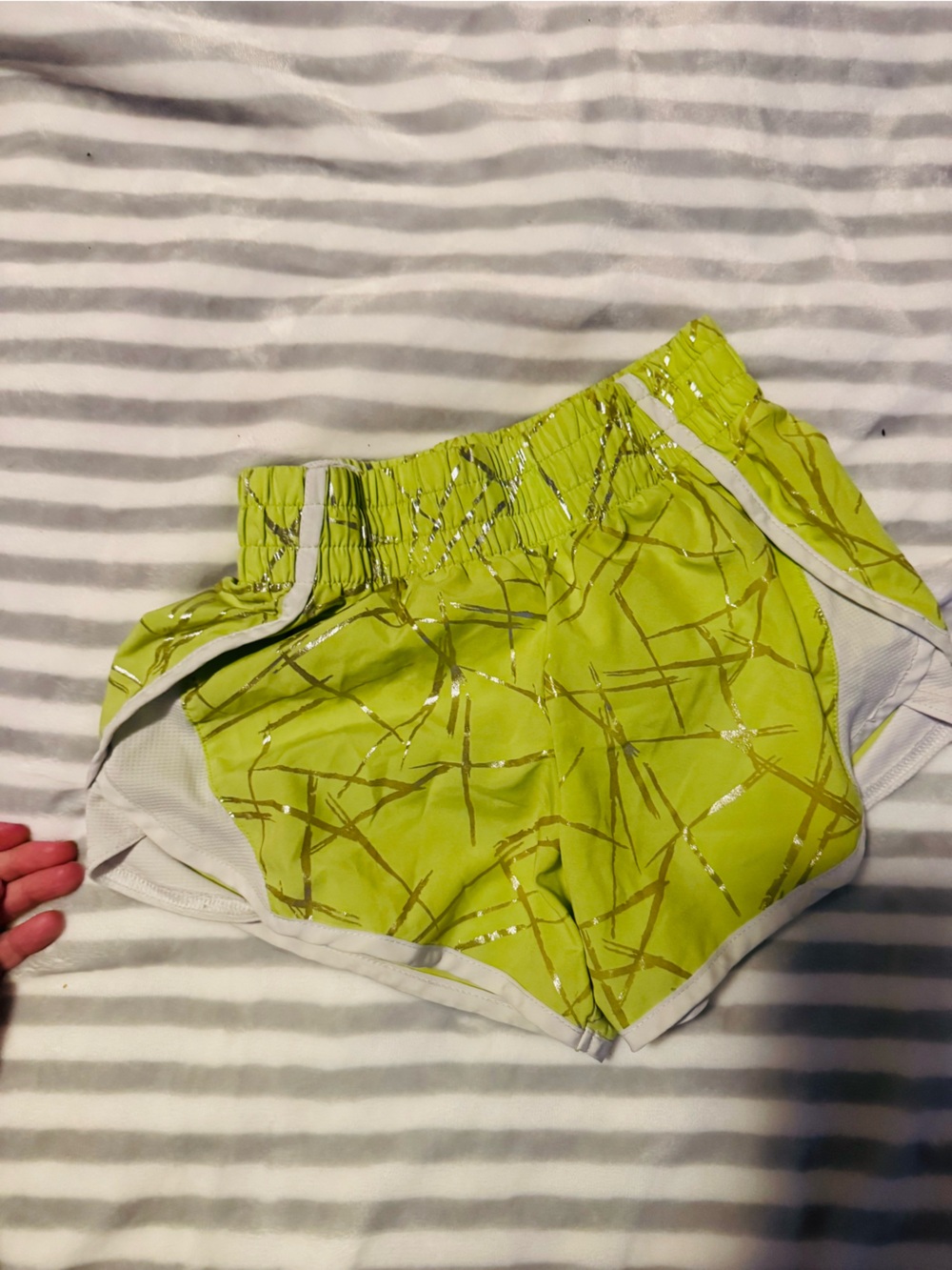 Athletic Works Lime Green Girls' Athletic Shorts with White Trim